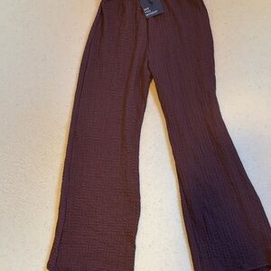 See You Monday Chocolate Brown Textured Lounge Pants